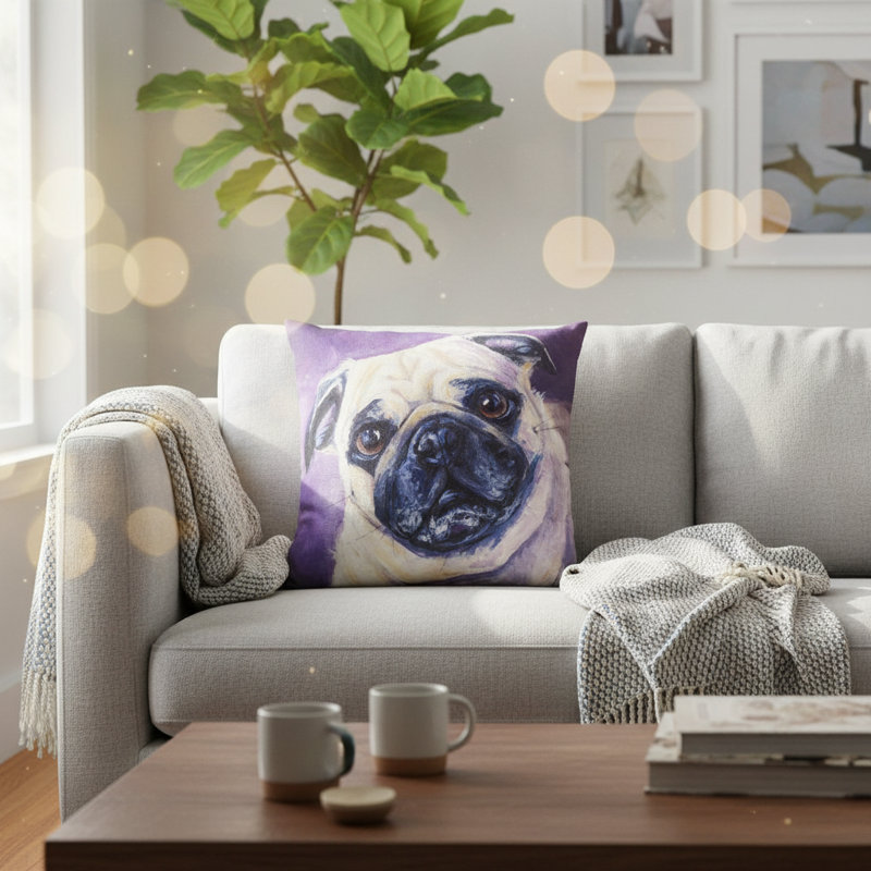 Pug Throw Pillow 18" x 18"