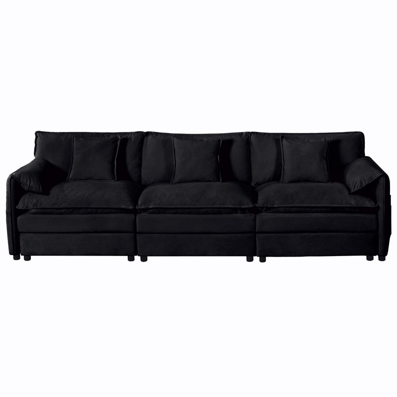 Canapé modulaire surdimensionné confortable avec plusieurs caractéristiques fonctionnelles, Noir
