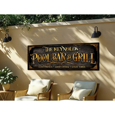 Signe de bar de piscine et gril personnalisé sur métal