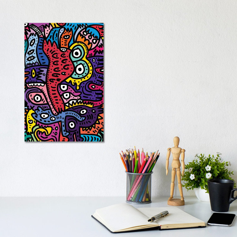 Graffiti Summer Monsters 1 Piece Wrapped Canvas Wall Art, 20.32 cm H x 30.48 cm W