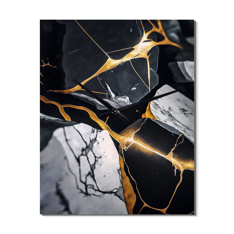Abstract Geode Marble II - Horloges murales abstraites en marbre, H 28 po x l 12 po x P 1 po