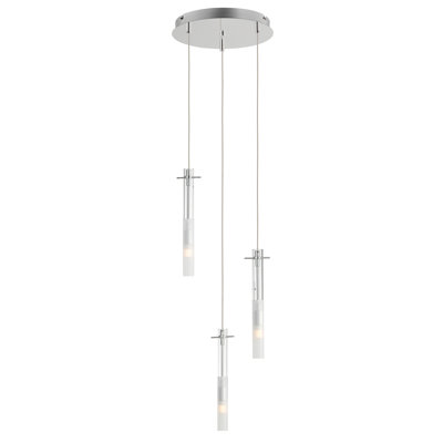 Sapan 12" W 3-Light Steel and Glass Dimmable Cluster Pendant