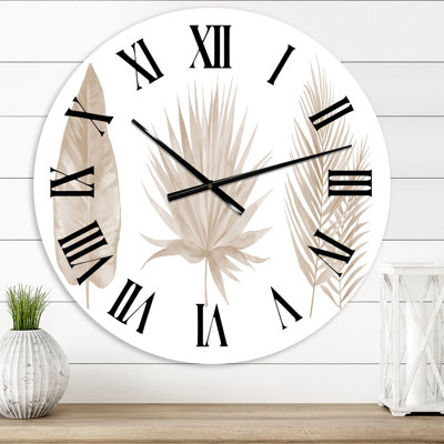 Tropical Beiges Leaves - Horloge murale traditionnelle