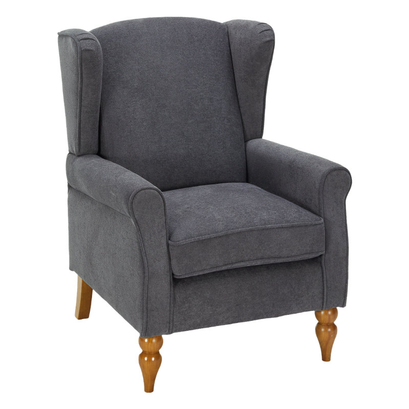 A High-back Comfortable Reading Chair And A Solid Wood Coffee Table (natural Wood Color), Antique Dark Gray