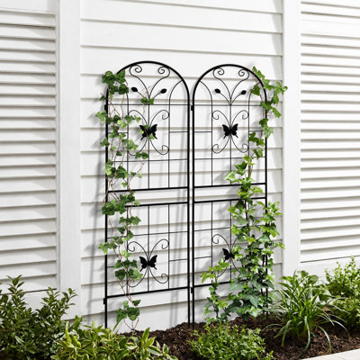 Outdoor Metal Garden Trellises – Freestanding Arch Trellis for Climbing Plants, Set of 2