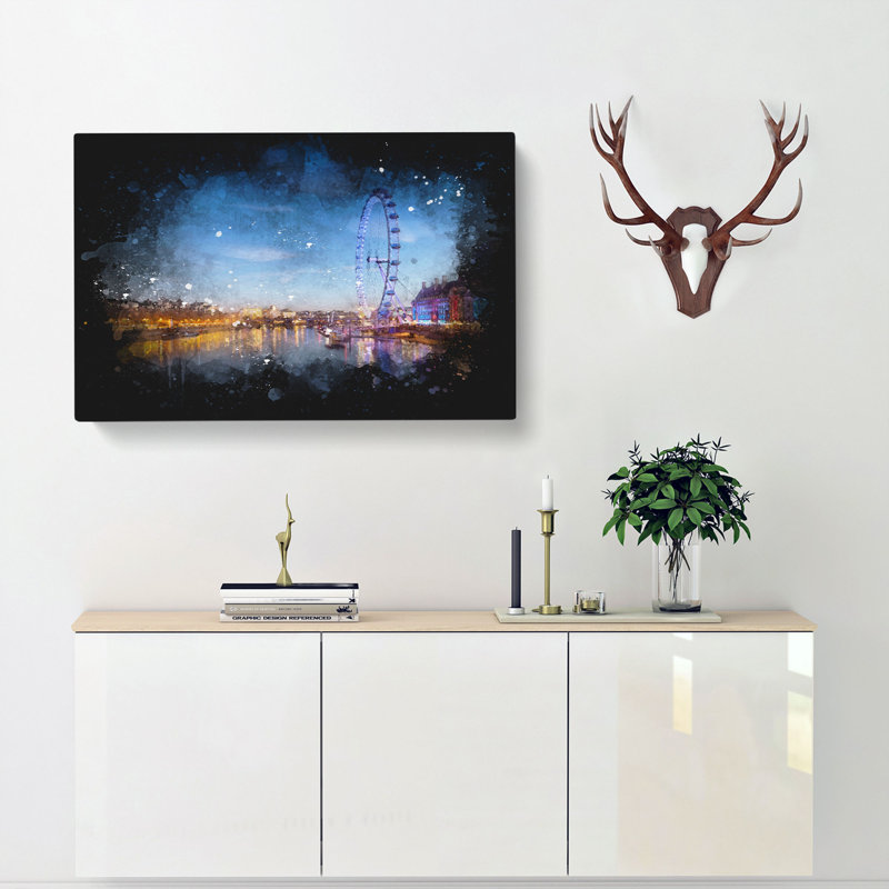 The London Eye & Thames River - Wrapped Canvas Print, 35cm H x 50cm W x 3cm D