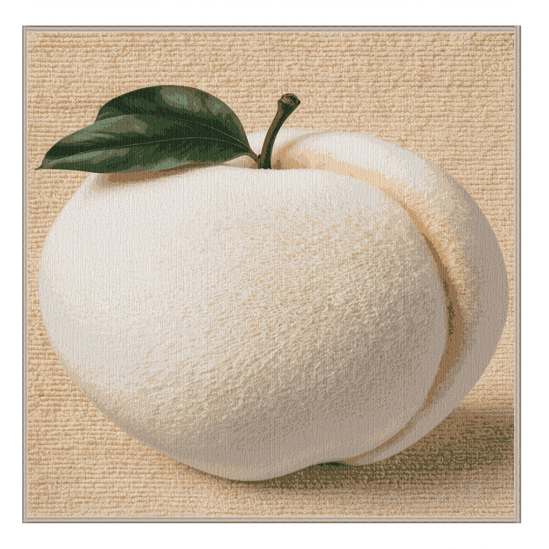 Washable Peach White Fruits Area Rug, Square 4'