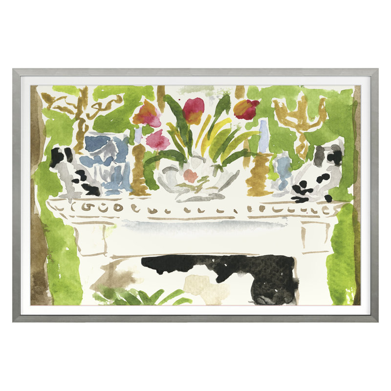 Mantle Print by Dana Gibson, 18" H x 25" W x 1.25" D, Silver