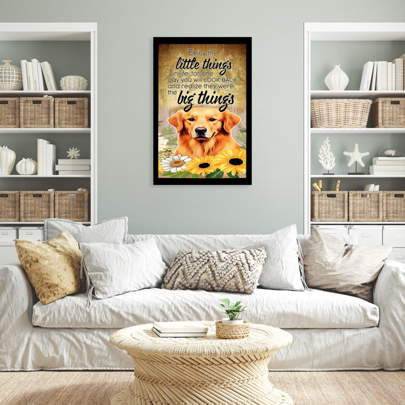«Dog Enjoy The Little Things», reproduction d'art graphique sur toile tendue, H 14 po x l 11 po x P 1,25 po