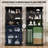 71" Display Cabinet With Glass Door, 6-Tier Curio Cabinet With 3 Color Light For Collectibles, Display Case With Adjustable Glass Shelves, Human Body Sensor, Black-1496384607