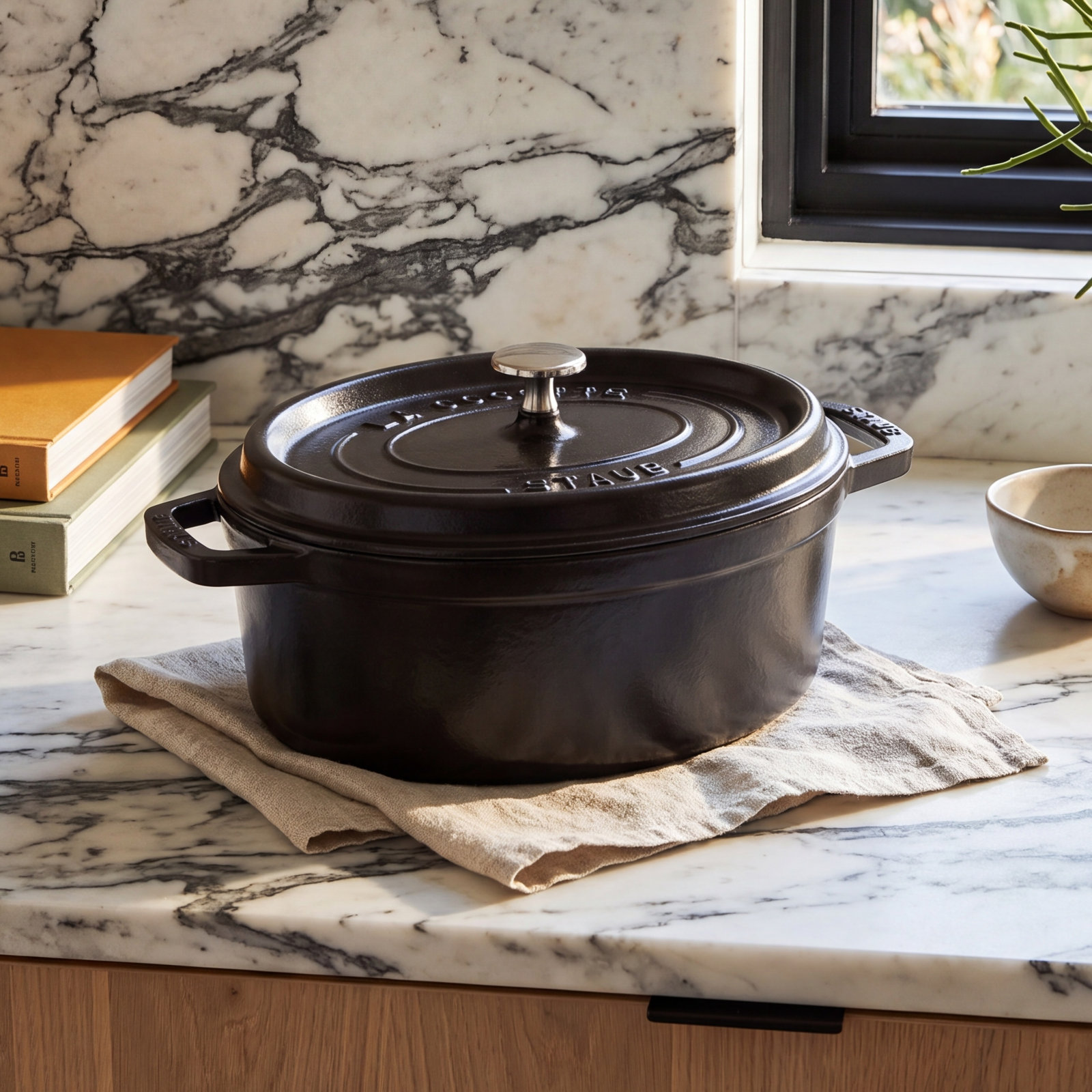 Staub Enameled Cast Iron Cocotte, Black Matte, 1.06 Quart