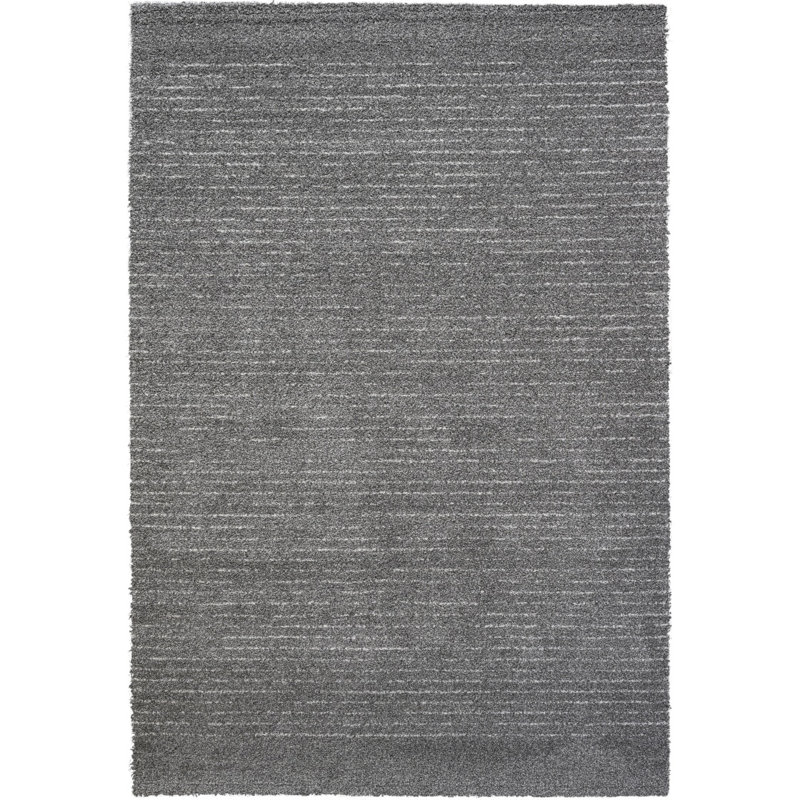 Tapis en polypropylène gris, ivoire et blanc Lydia, Rectangle 5 pi 3 po x 7 pi 6 po