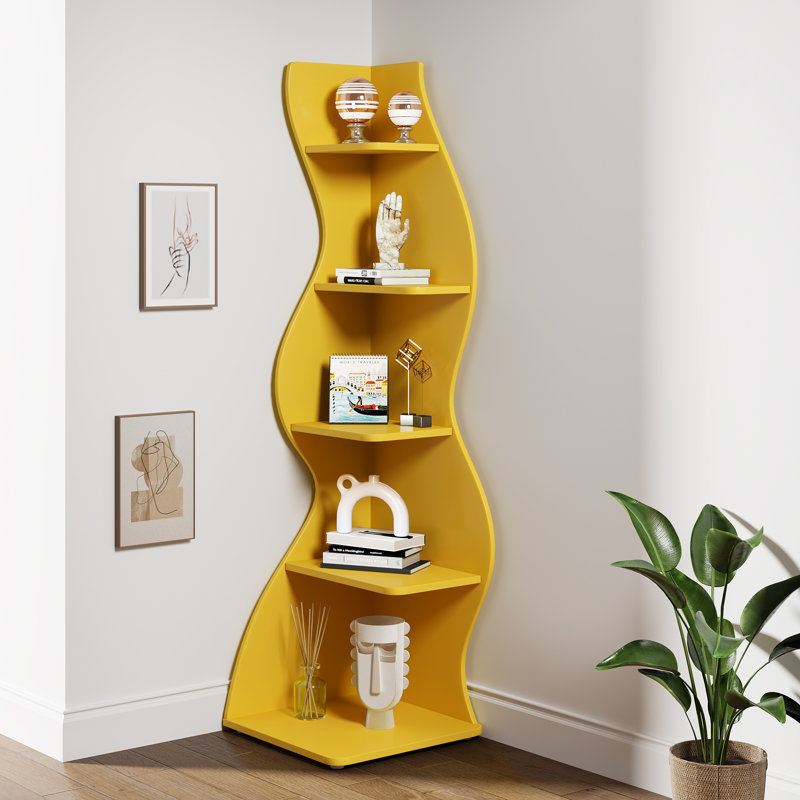 Arhab Corner Bookcase, Yellow