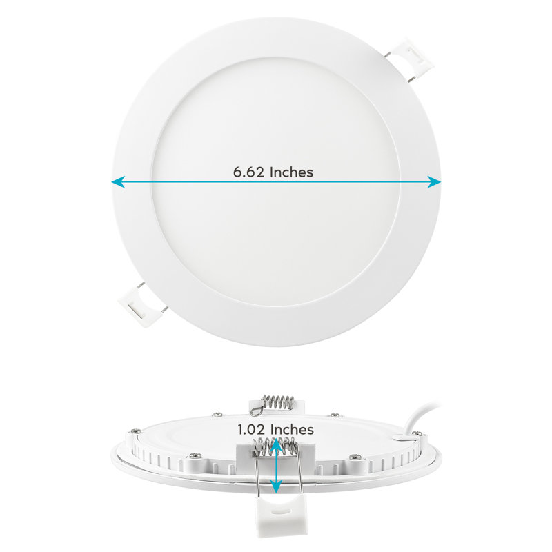 Luminaire encastré ultra mince à DEL de 6 po avec boîte J de 12 W à 5 couleurs sélectionnables à intensité variable de 1 000 lumens Luxrit