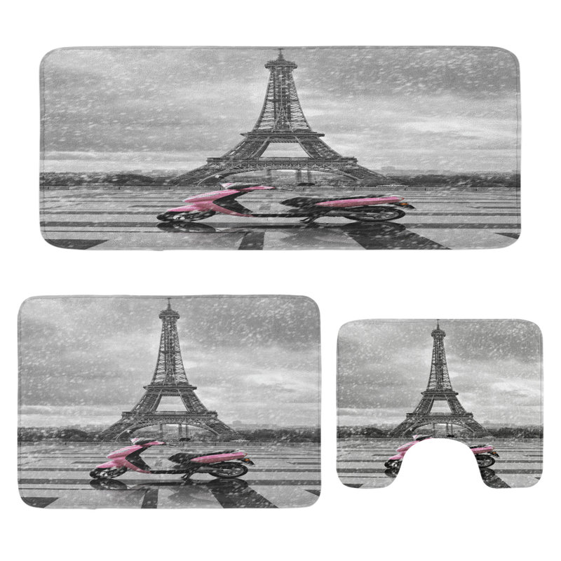  Ensemble de 3 tapis de salle de bain Tour Eiffel Eiffel