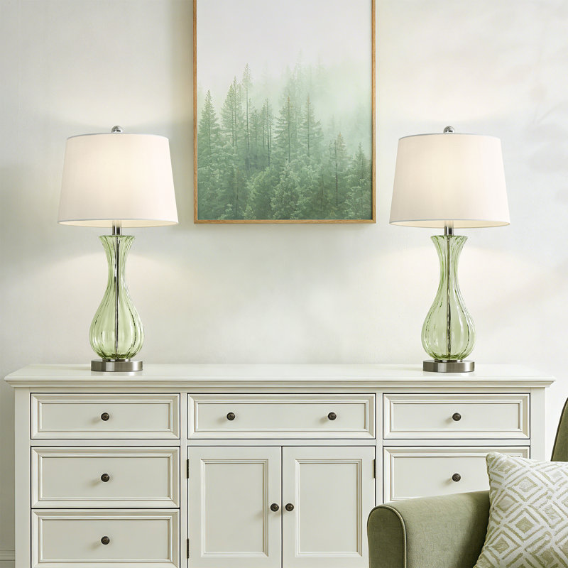 Ensemble de lampe de chevet 25,5 po avec base en métal Ursuline, Vert