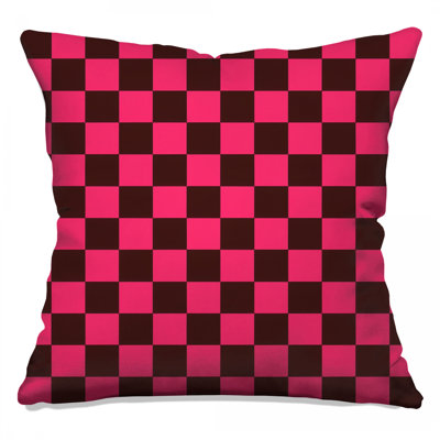 Pink Black Checkered Double Sided Throw Pillows