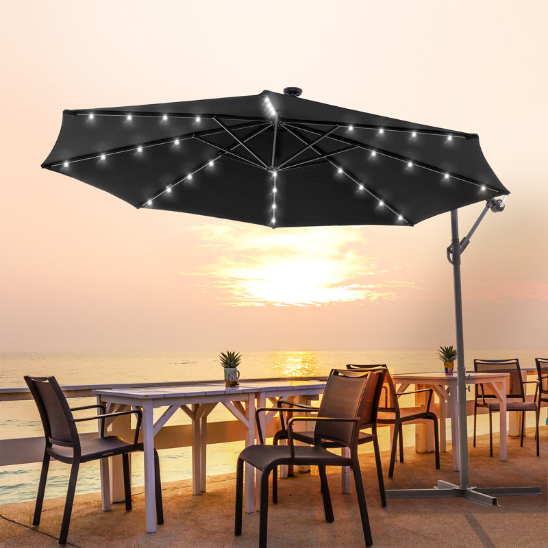 Parasol en porte-à-faux 10 pi Asyra, Noir