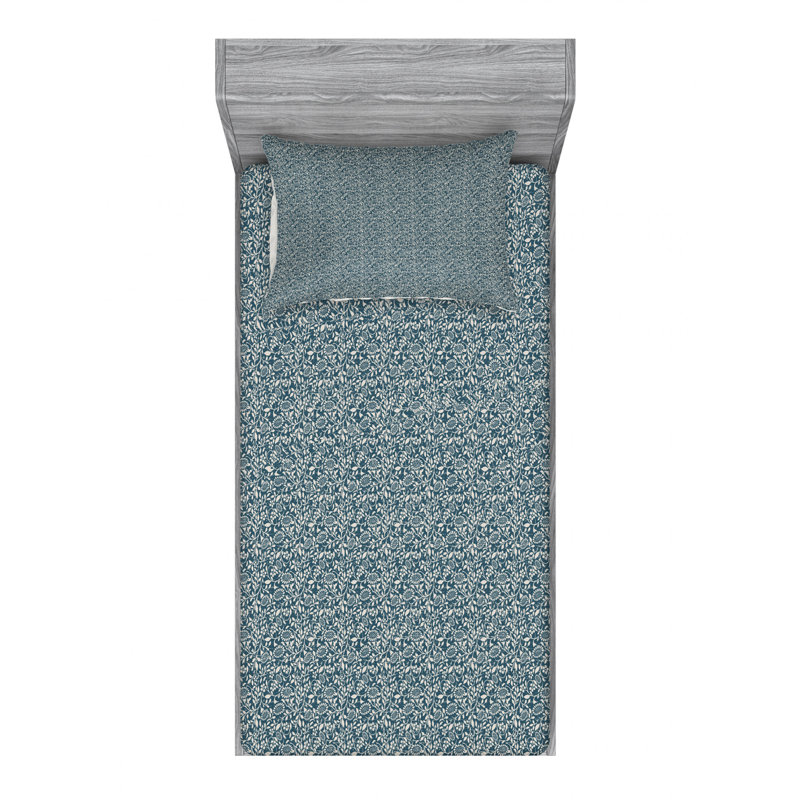 Microfiber Floral Sheet Set, Twin XL Sheet Set + Fitted Sheet + 1 Pillowcase