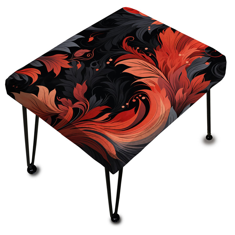 Ember Twilight Moody Patterns I - Floral Rectangle Ottoman