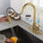 Touch Kitchen Faucet With Pull Down - 360-Degree Swiveling, Single Handle To Regulate Water Temperature And Flow Rate, Rust, Gold Stainless Steel, 16.17 In. Depth, 9.85 Width, 8.87 Height, 4.68 Lb-85871564
