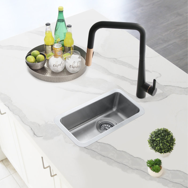 9 in. x 18 in. 18 Gauge, Stainless Steel, Brushed Single Bowl Undermount or Drop-In Kitchen Sink, 6" H x 18" W x 9" D