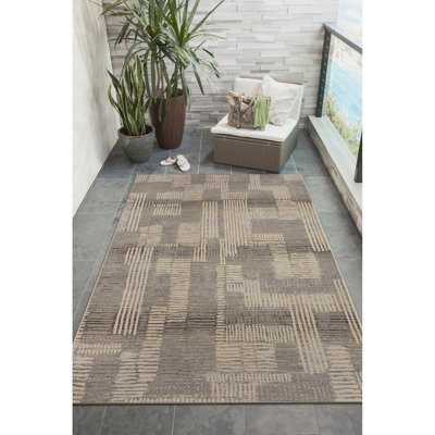 Madis Lines Indoor/Outdoor Area Rug Neutral