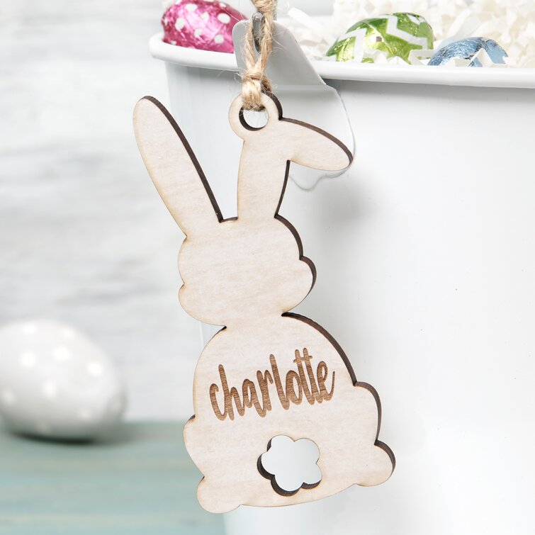 Personalization Mall Easter Bunny Name Personalized Wooden Tag | Wayfair