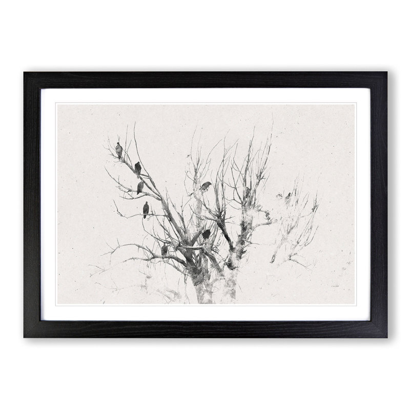 Birds in the Trees - Picture Frame Graphic Art Print, Black Framed, 36cm H x 48cm W x 2cm D