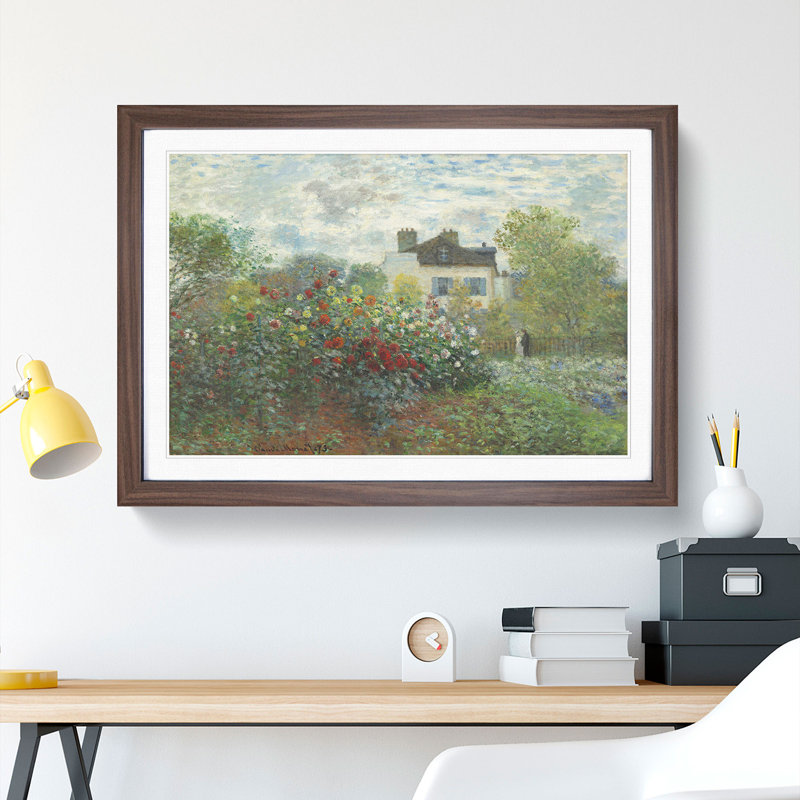 Garden in Argenteuil by Claude Monet - Picture Frame Painting, Walnut Framed, 27cm H x 36cm W x 2cm D