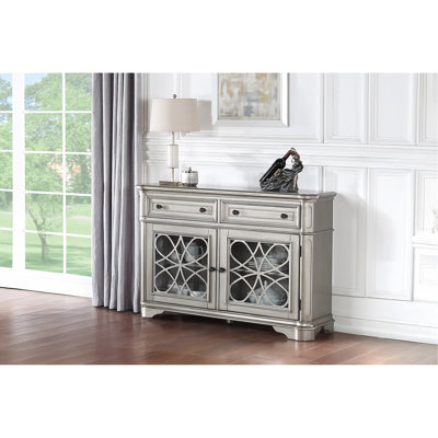 Traditional Style Silver Finish 1Pc Server Drawers Storage Cabinet Wooden Furniture Dining Room Furniture