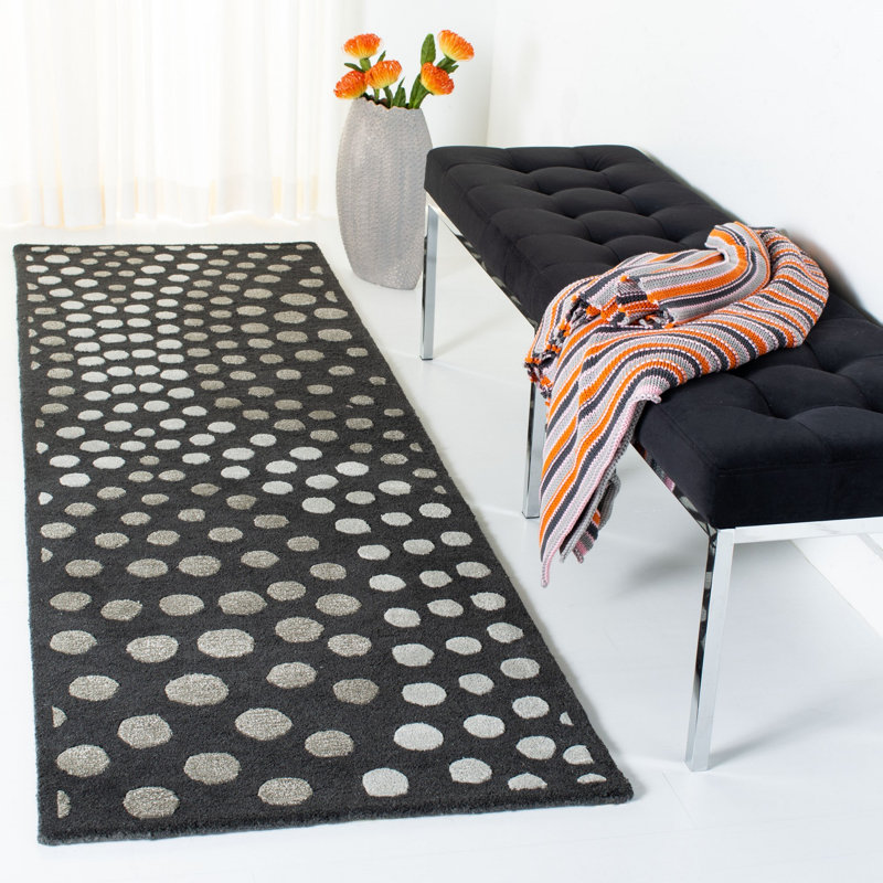 Amier Hand Tufted Wool And Viscose Abstract Rug, Runner 2'6" x 6'