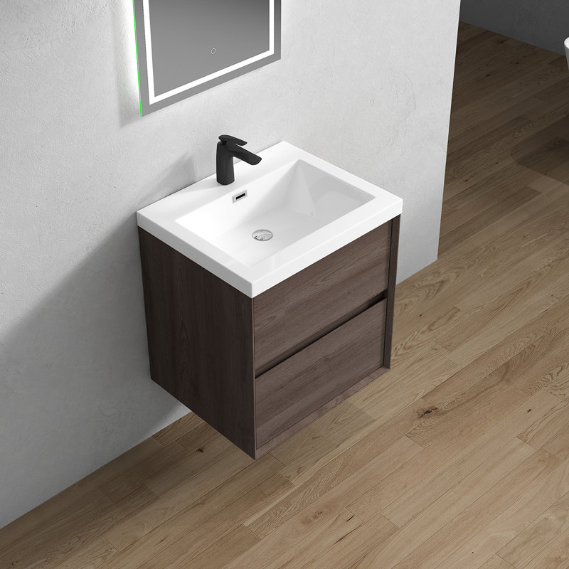Seavy 23.4'' Single Bathroom Vanity with Acrylic Top, Red