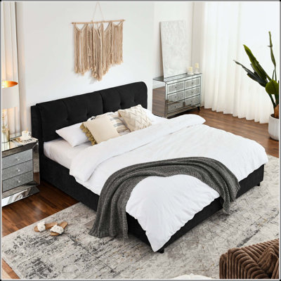Storage Upholstered Hydraulic Platform Bed with Chenille Fabric