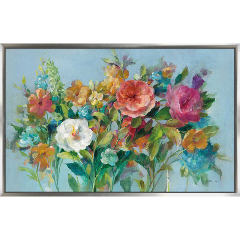 Country Florals - Peinture, Cadre flottant argent, H 21,5 po x l 33,5 po x P 2 po