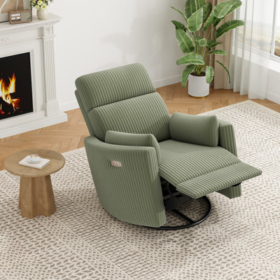 36.6" Wide Corduroy Power Lift Recliner Chair with Swivel 