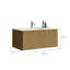 Meuble-lavabo rayé en chêne naturel 36 po, fixé au mur, pré-assemblé, lavabo en céramique blanche, quincaillerie, pelliculage, chêne en forme de U moderne, lavabo, bords arrondis, tiroir spacieux avec