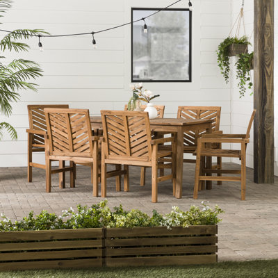 Alfonsi 7-Piece Chevron Chair Patio Dining Set