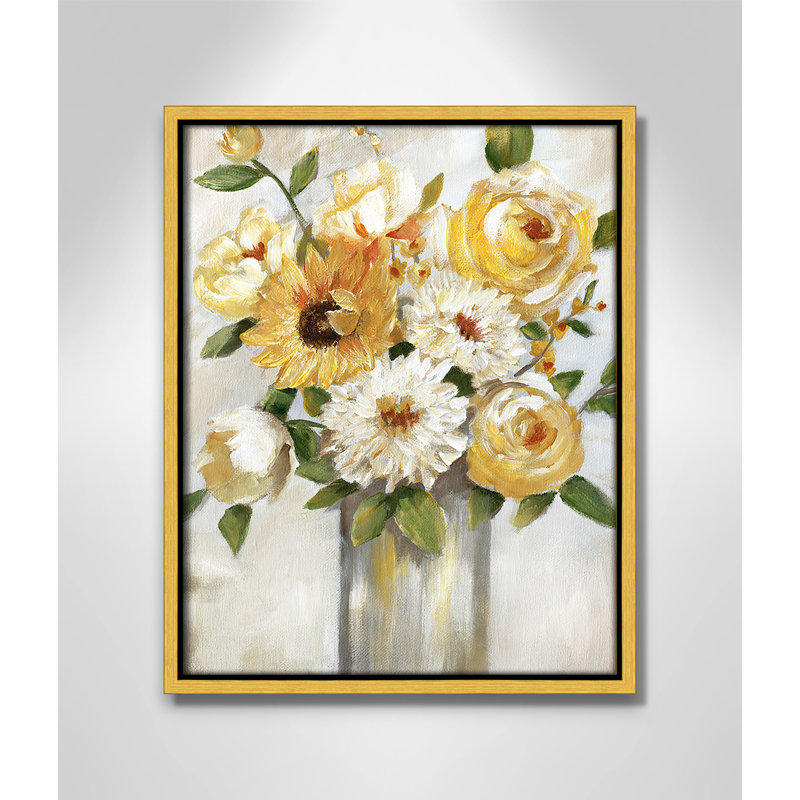 «Sunshine Bouquet Print» par Nan, H 15,5 po x l 12,5 po x P 2 po, Or