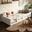 Solid Wood Montessori Floor Bed With Guardrails,  EU Single & Double Sizes, White-475500288