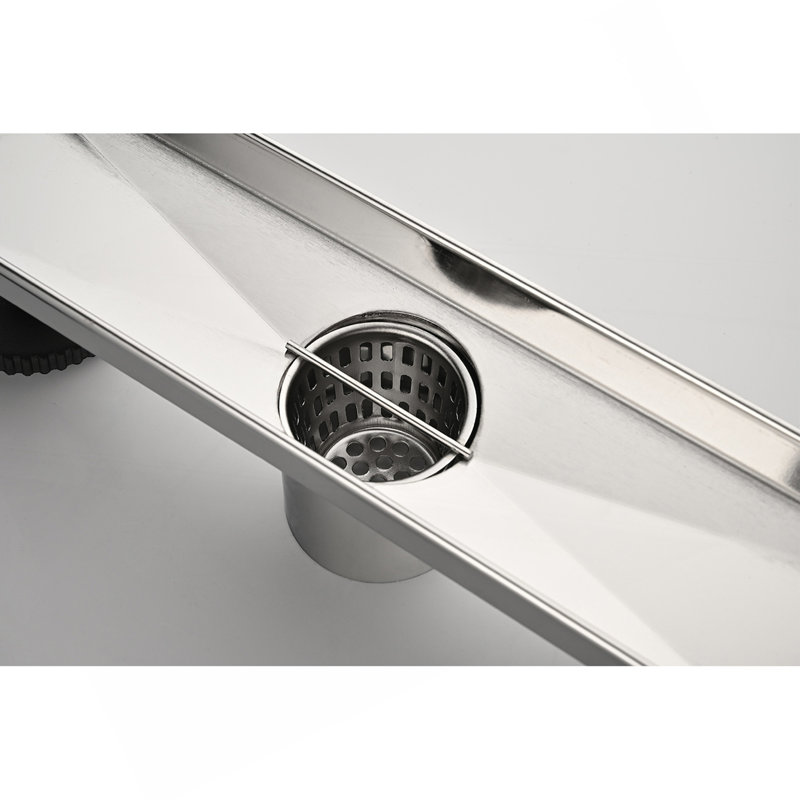 12 Inches Linear Shower Drain, Included Hair Strainer And Leveling Feet, Brushed Nickel