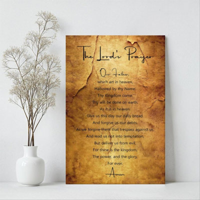 1Pc Framed Canvas Poster Print Bible Verses, The Lord's Prayer, Religious Art Style Wall Art, Wall Decor, Perfect for Room Decor Living Room Bedroom O