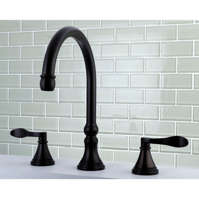 Robinet de baignoire romaine à 3 poignées et 3 poignées à fixation sur le comptoir Kingston Brass NuFrench