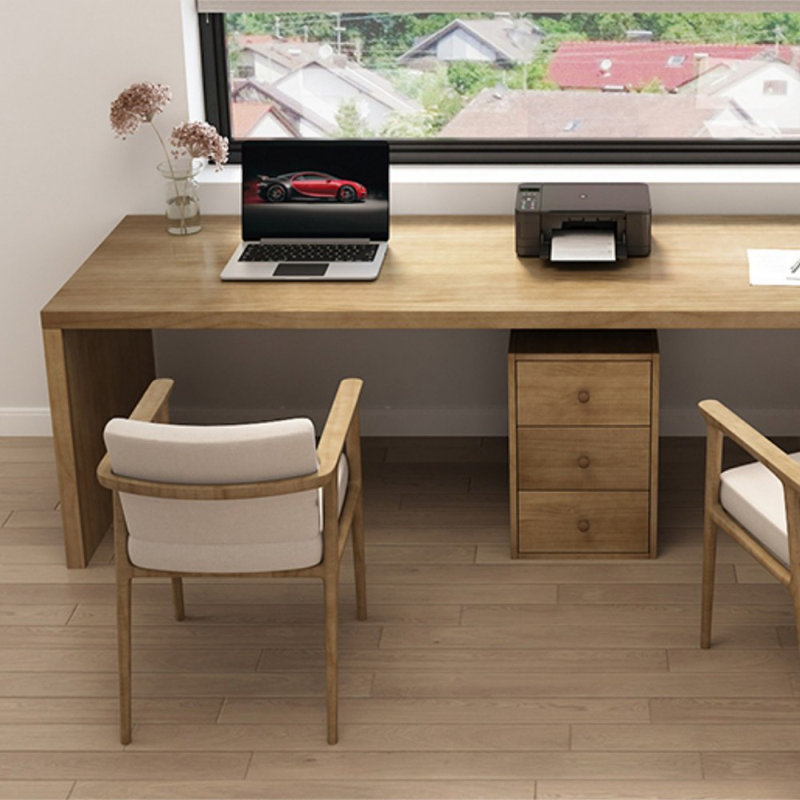 70.87" Wood colour Rectangle Solid Wood Desks, 29.53" H x 86.61" W x 23.62" D