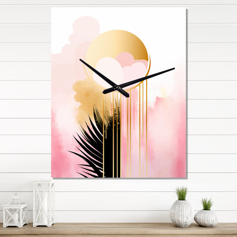 Horloge murale abstraite Golden Touch Of The Orient, Très grand