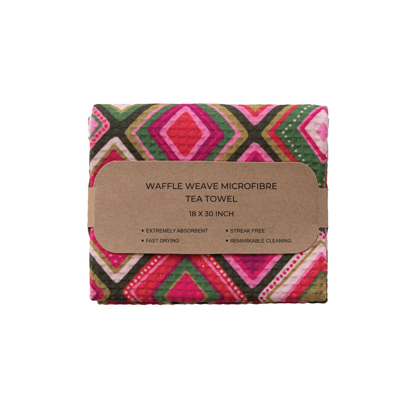 Printed Recycled Microfiber Tea Towel W/ Holiday Pattern