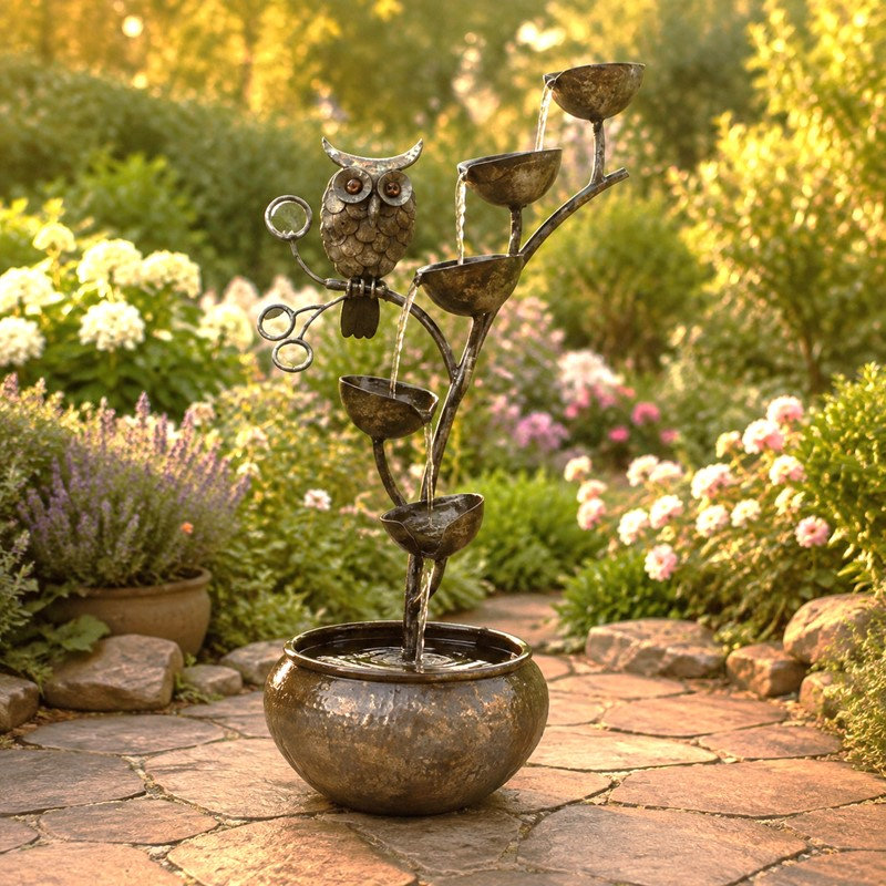 Fontaine cascade de chouettes 35,5 "de hauteur