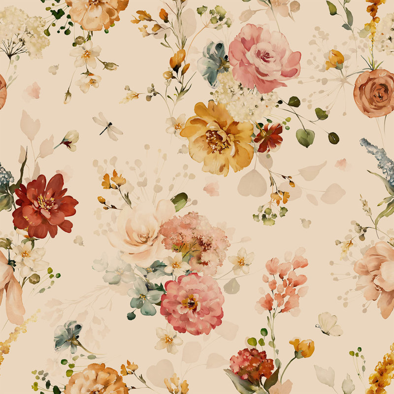 Peel & Stick Floral Tile, 2.08' W x 18.75' L