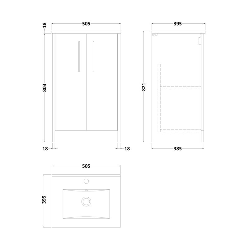 Juno 500mm Single Bathroom Vanity with Integrated Vitreous China Basin, Autumn Oak