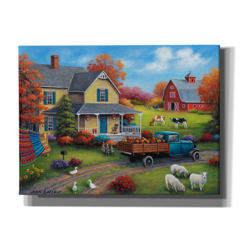 «Harvest Time On The Farm» par John Zaccheo, H 40 po x l 54 po x P 1,5 po